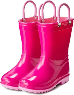 Puddle Play PVC Waterproof Rainboots - Fuchsia and Light Pink - Easy-on Size 9 Toddler