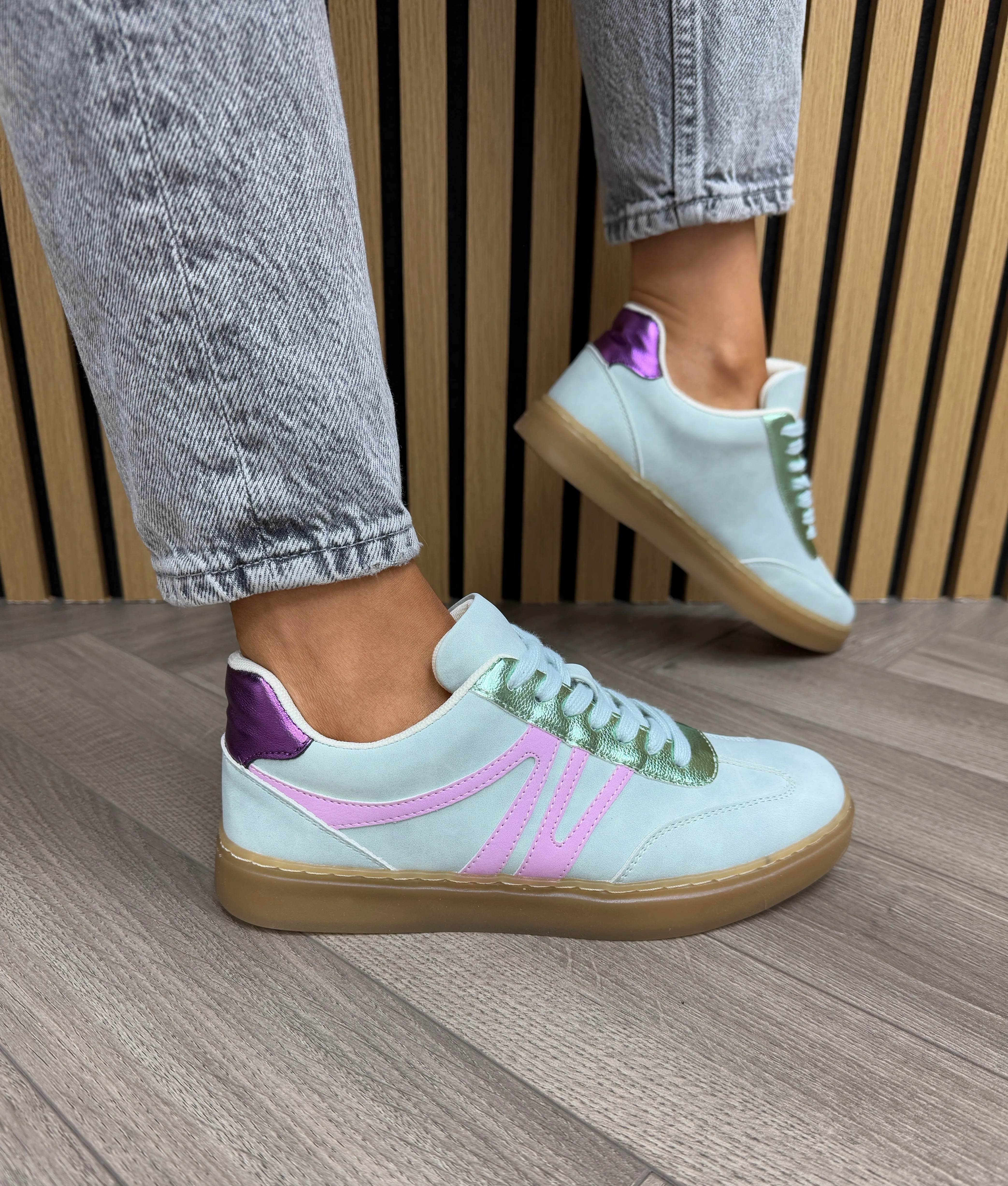Redz Gum Sole Trainer with Coloured Inserts 6G428-V1230 - Green (R11)