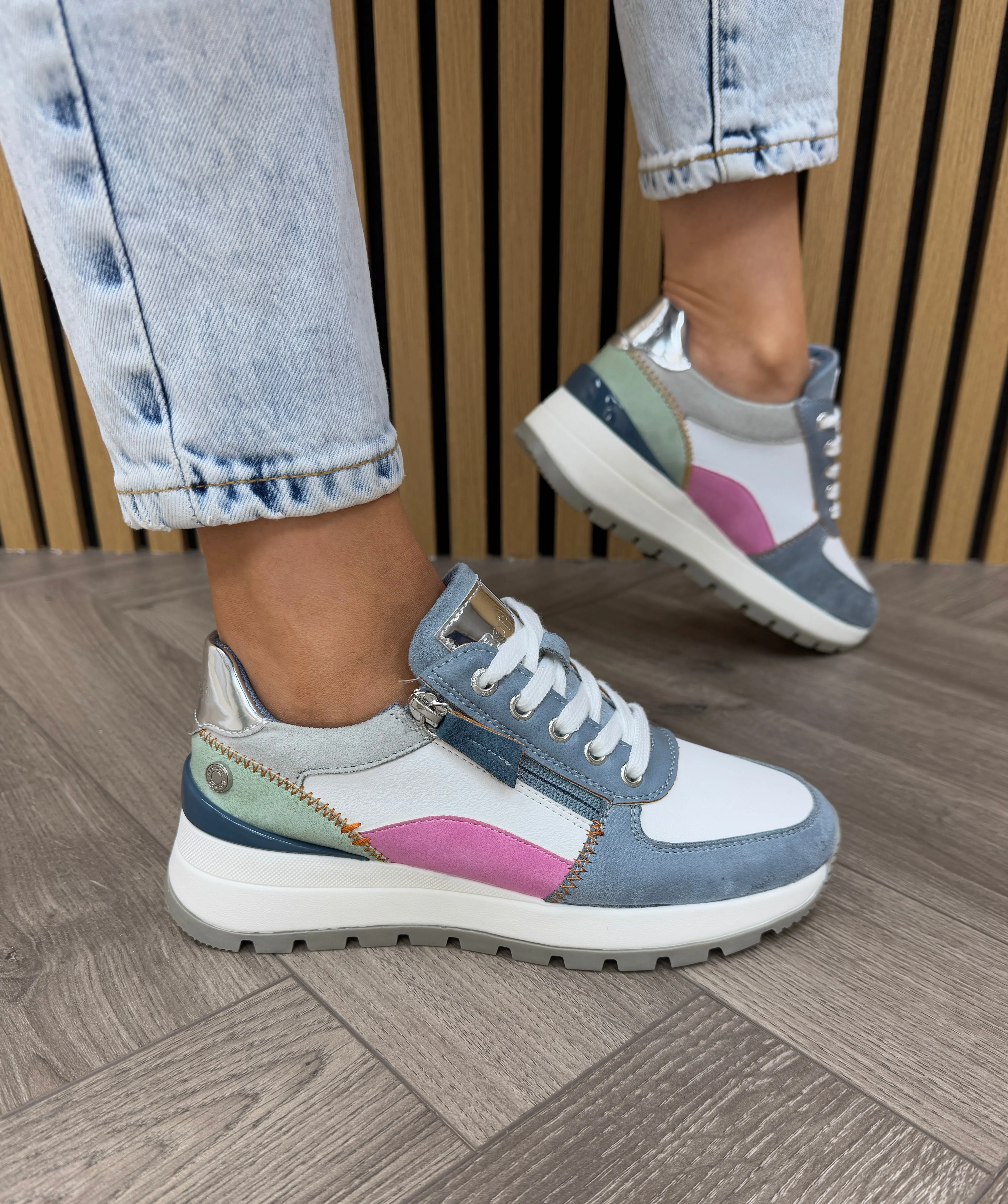 Refresh (SS25) Multicolour Trainer With Side Zip 172446 - Jeans (R26)