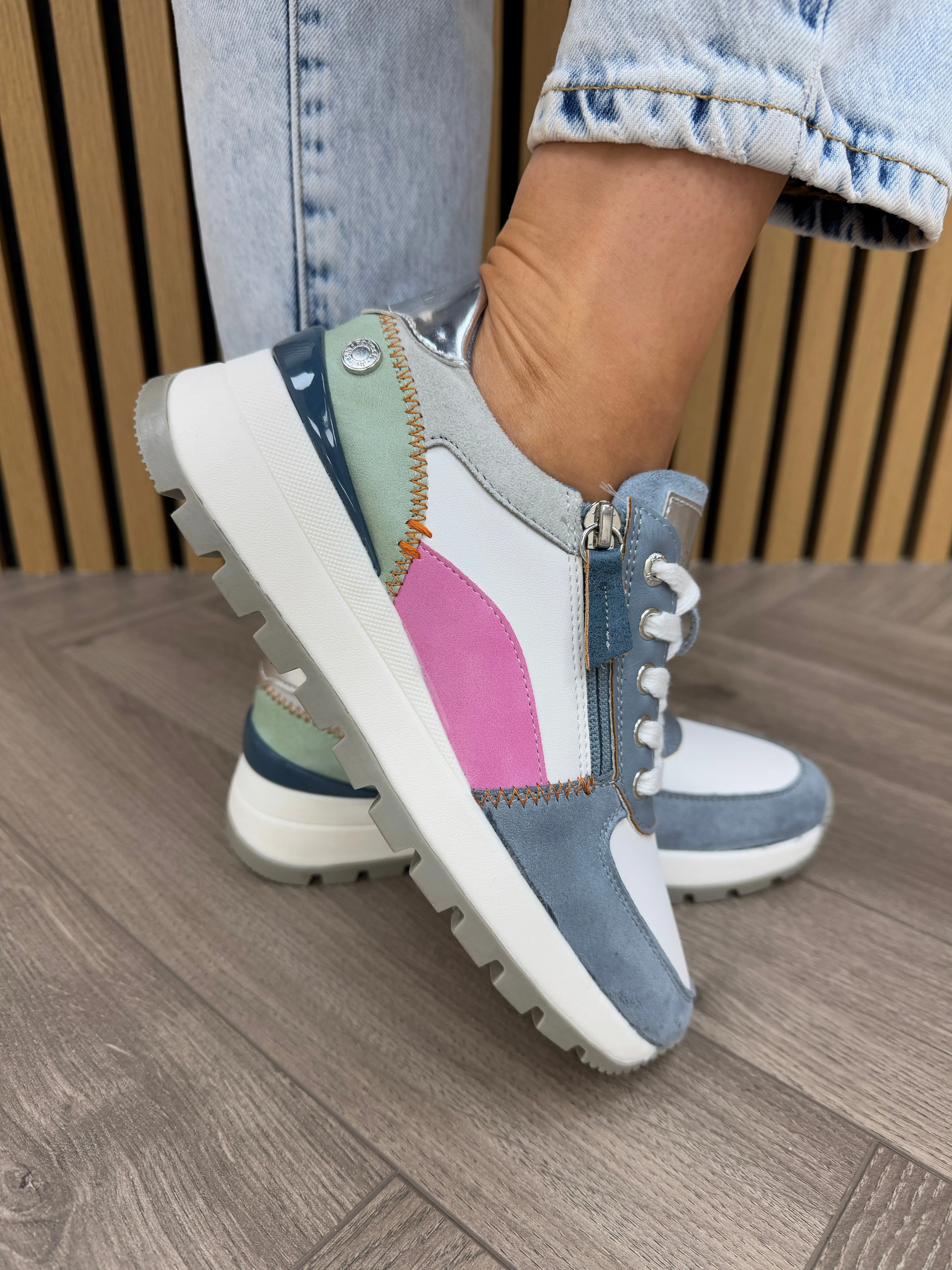 Refresh (SS25) Multicolour Trainer With Side Zip 172446 - Jeans (R26)