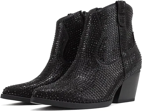 Rhinestone Cowgirl Ankle Boots | Black *FINAL SALE*