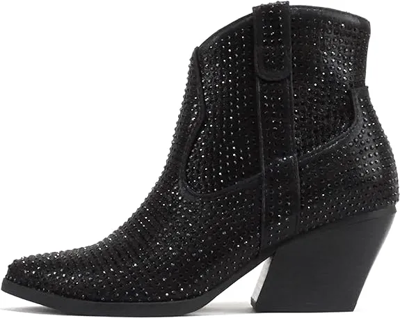 Rhinestone Cowgirl Ankle Boots | Black *FINAL SALE*