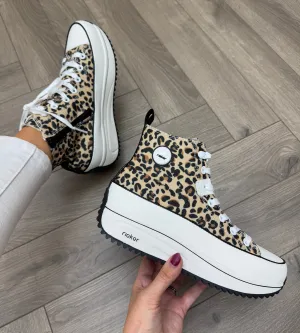 Rieker (SS25) Leopard Print High Top Trainer 90010-91 - Multi (R51)