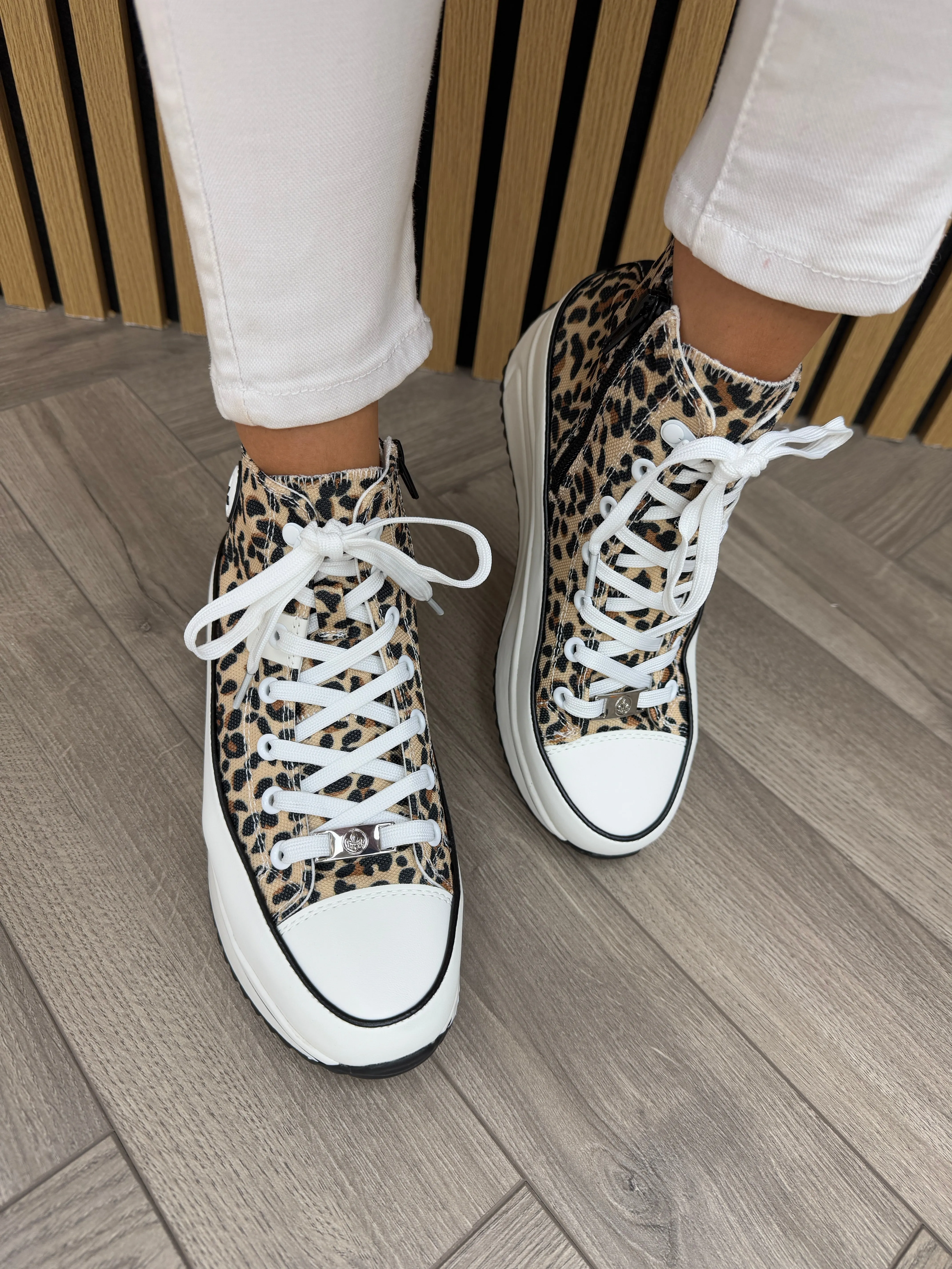 Rieker (SS25) Leopard Print High Top Trainer 90010-91 - Multi (R51)