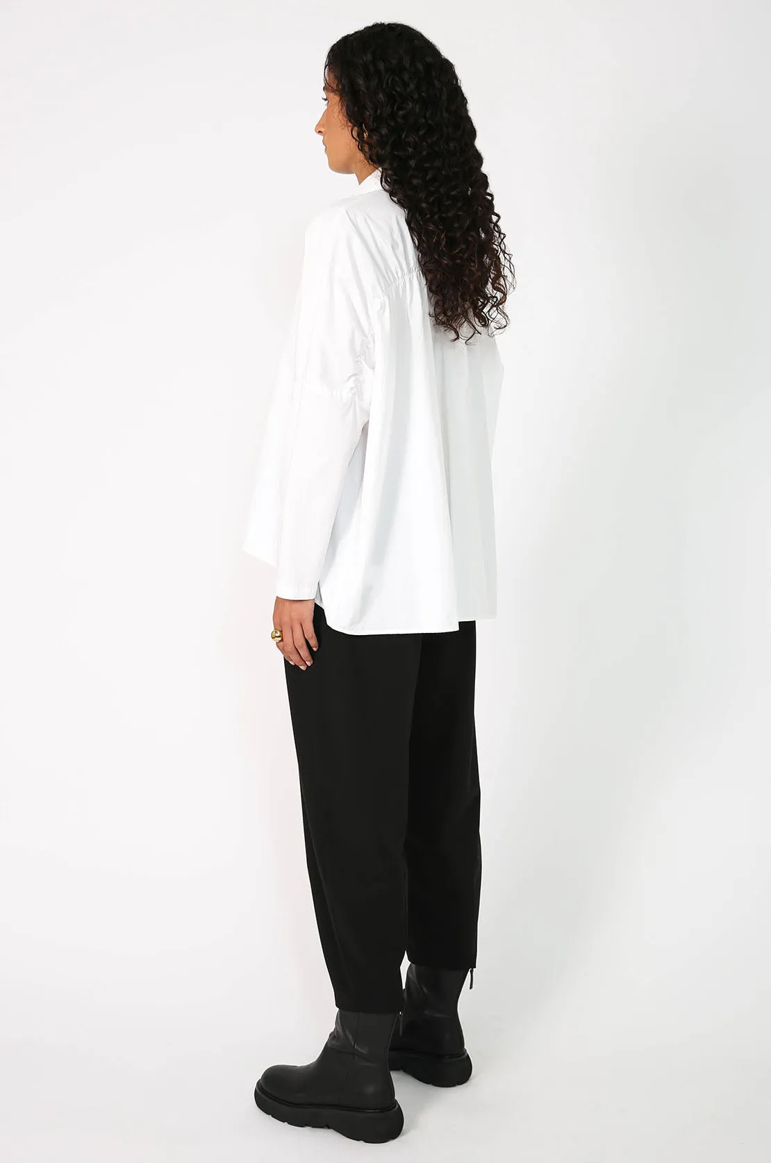 shirr shirt long sleeve / white