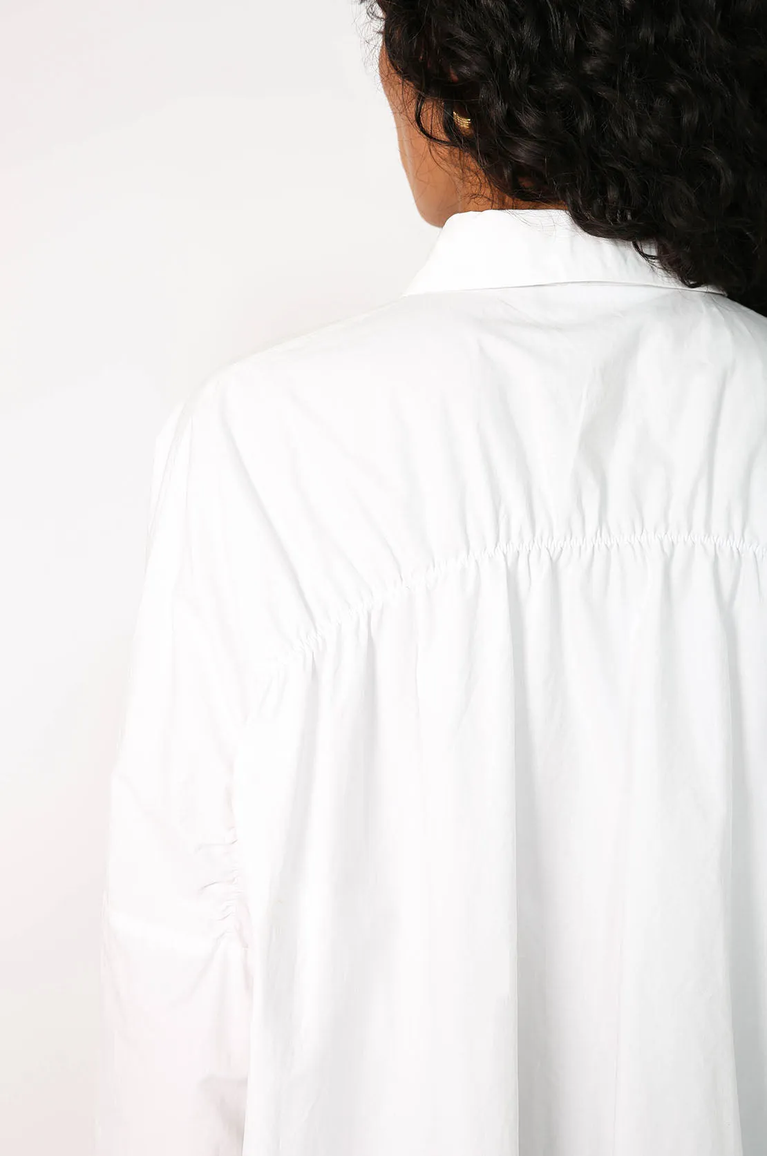shirr shirt long sleeve / white