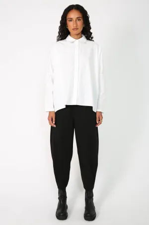 shirr shirt long sleeve / white