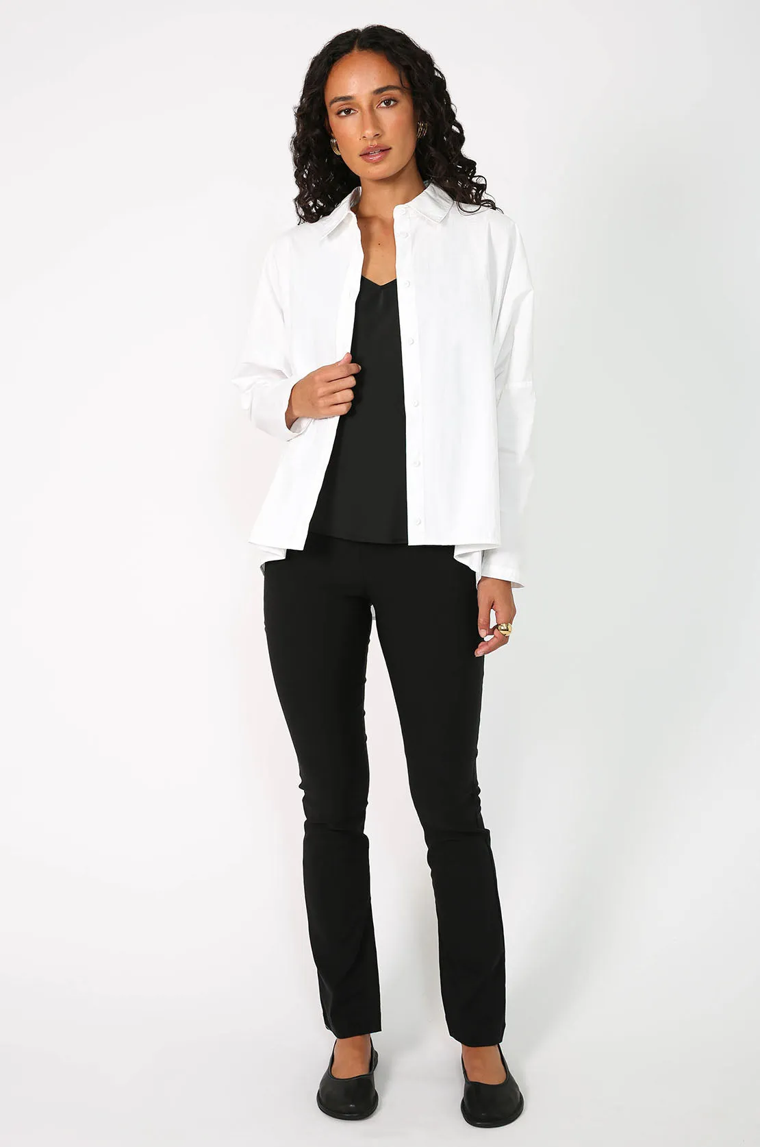 shirr shirt long sleeve / white