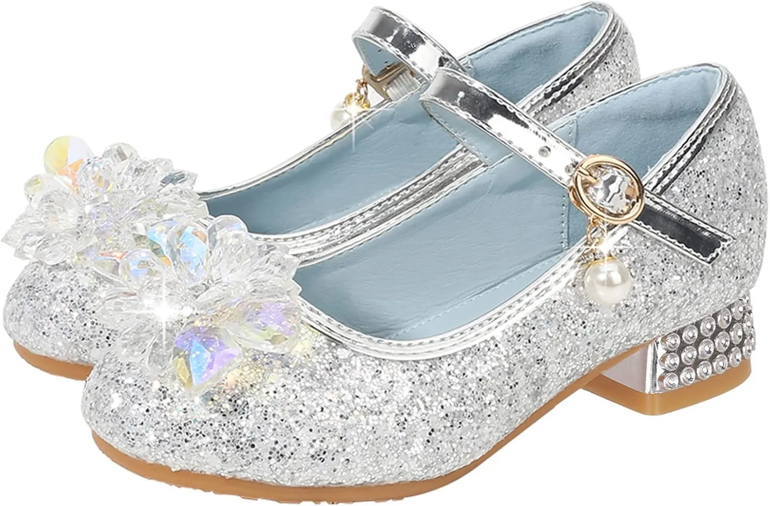 Shoes Low Heel for Girls Toddler Dress Shoes Cute Bowknot Sparkle Mary Jane Flower Girls Wedding Birthday Party Prom