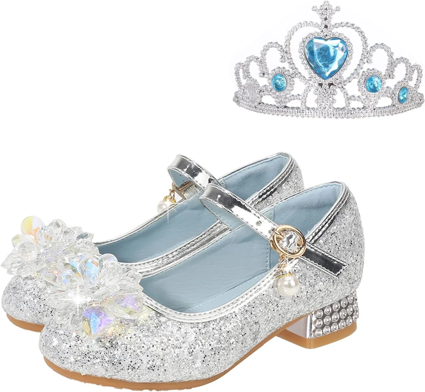 Shoes Low Heel for Girls Toddler Dress Shoes Cute Bowknot Sparkle Mary Jane Flower Girls Wedding Birthday Party Prom