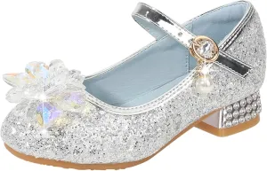 Shoes Low Heel for Girls Toddler Dress Shoes Cute Bowknot Sparkle Mary Jane Flower Girls Wedding Birthday Party Prom