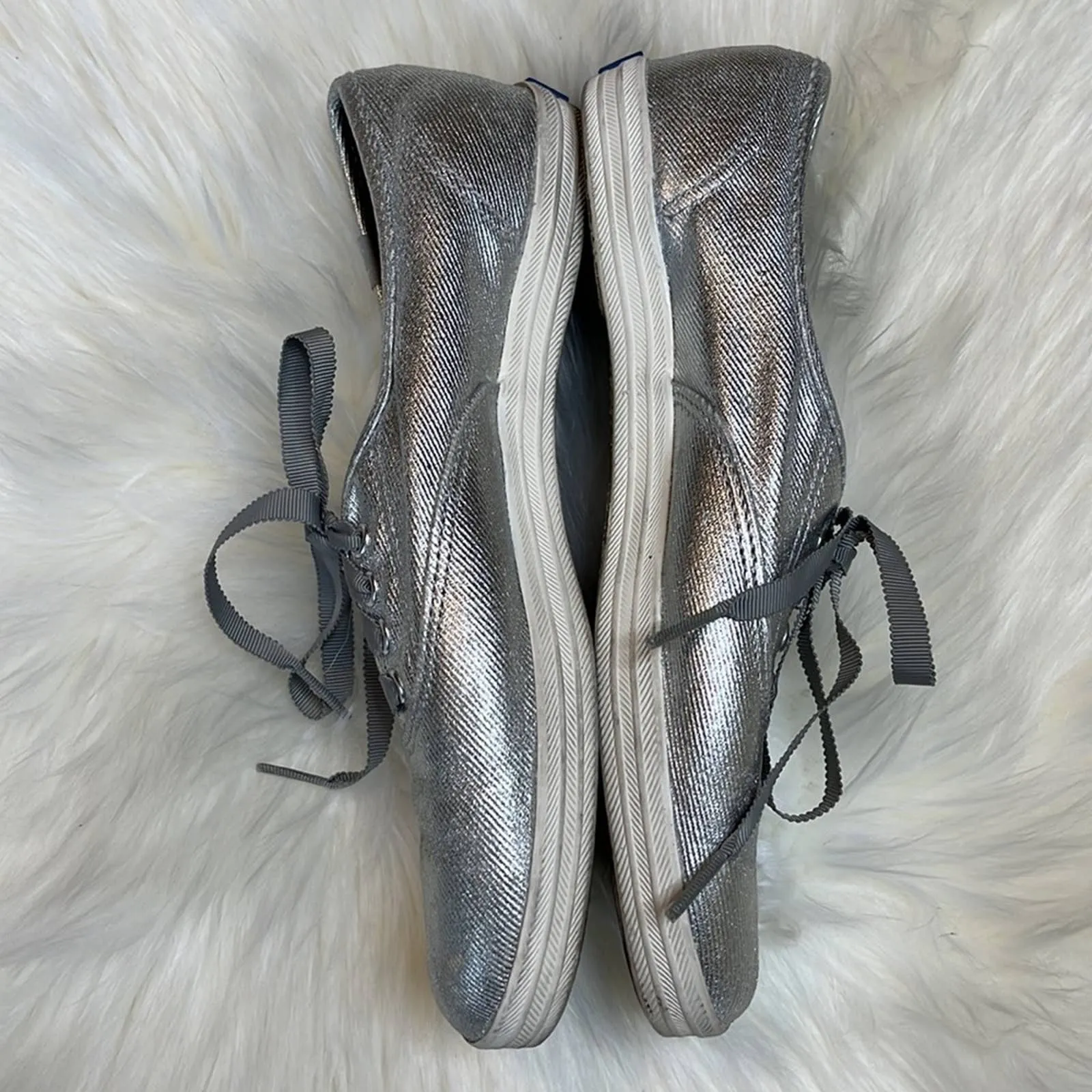 Size 8 KEDS Silver Metallic Sneakers Shoes
