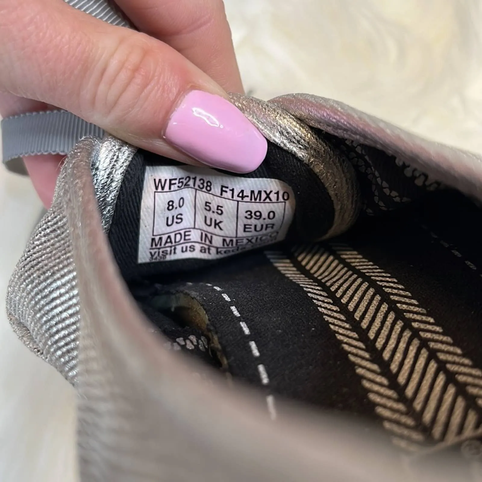 Size 8 KEDS Silver Metallic Sneakers Shoes