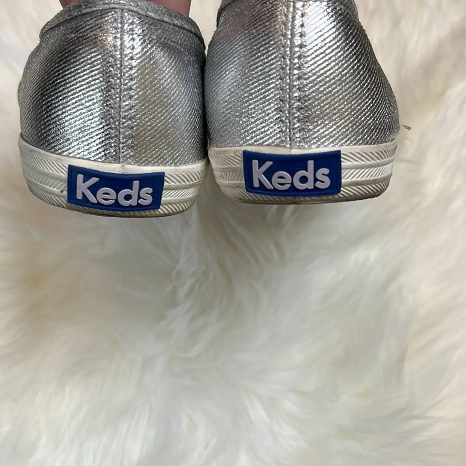 Size 8 KEDS Silver Metallic Sneakers Shoes