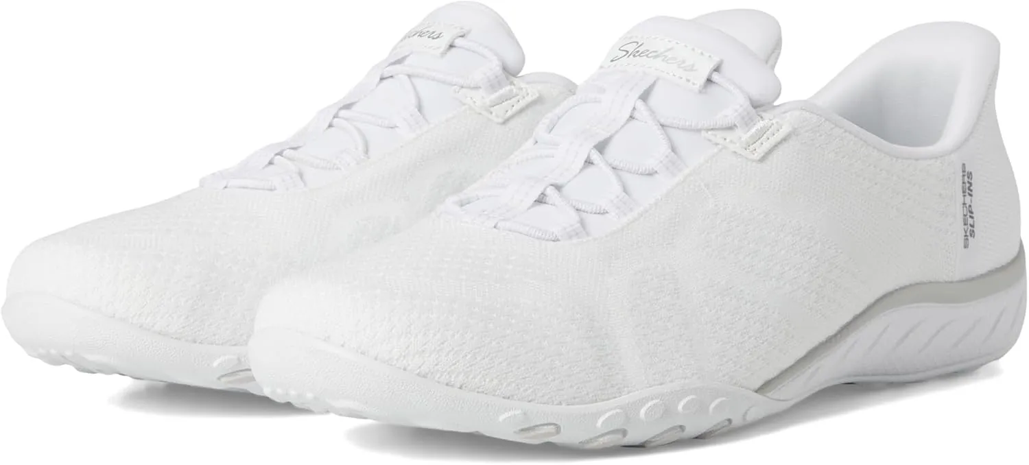 Skechers Modern Comfort Women's Women's Breathe Easy-Knitty Waves Hands Free Slip-Ins Sneaker, White, 5