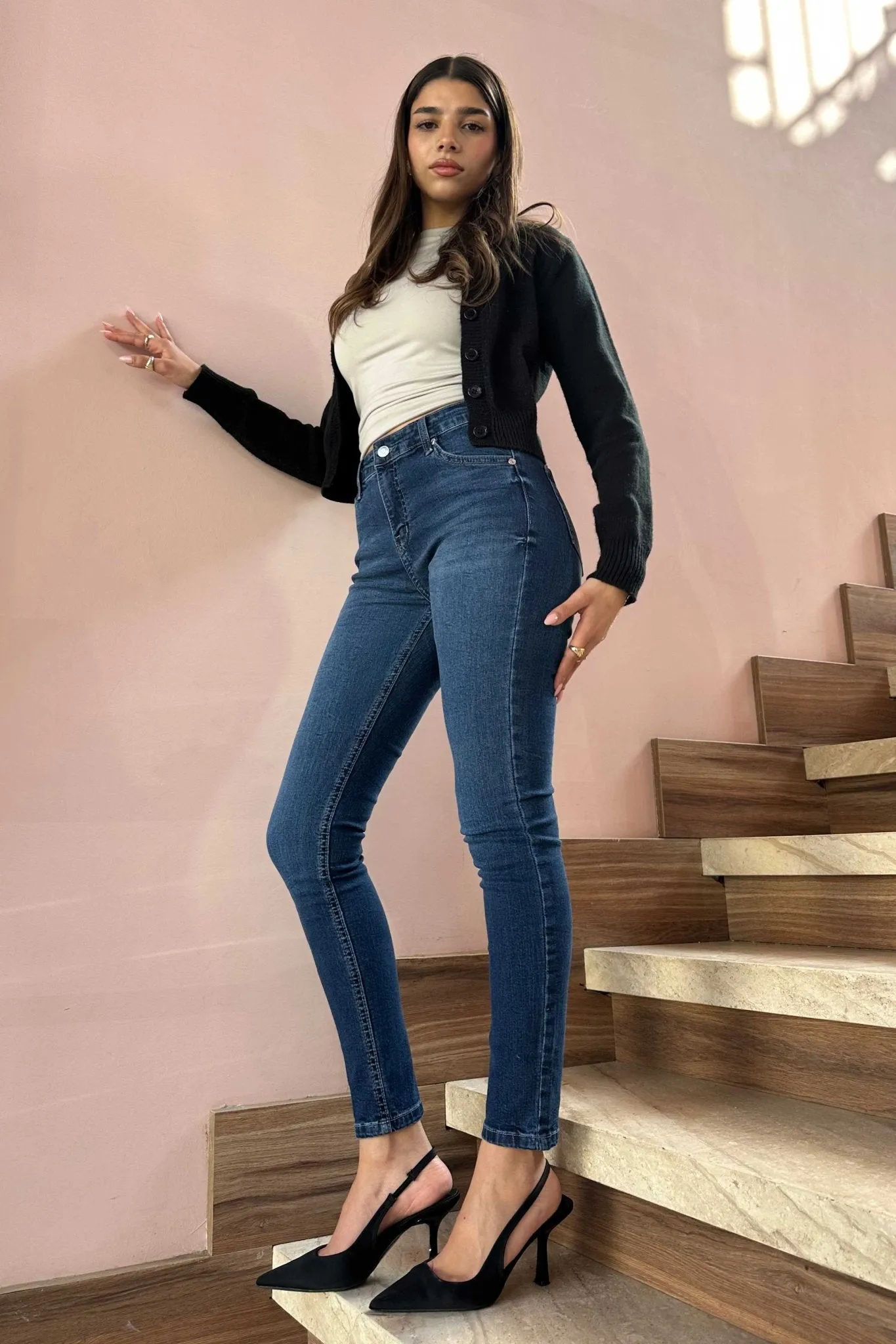 Skinny - High-Waist Dark Blue Jeans