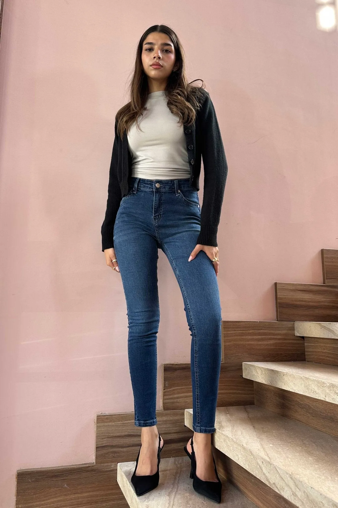Skinny - High-Waist Dark Blue Jeans