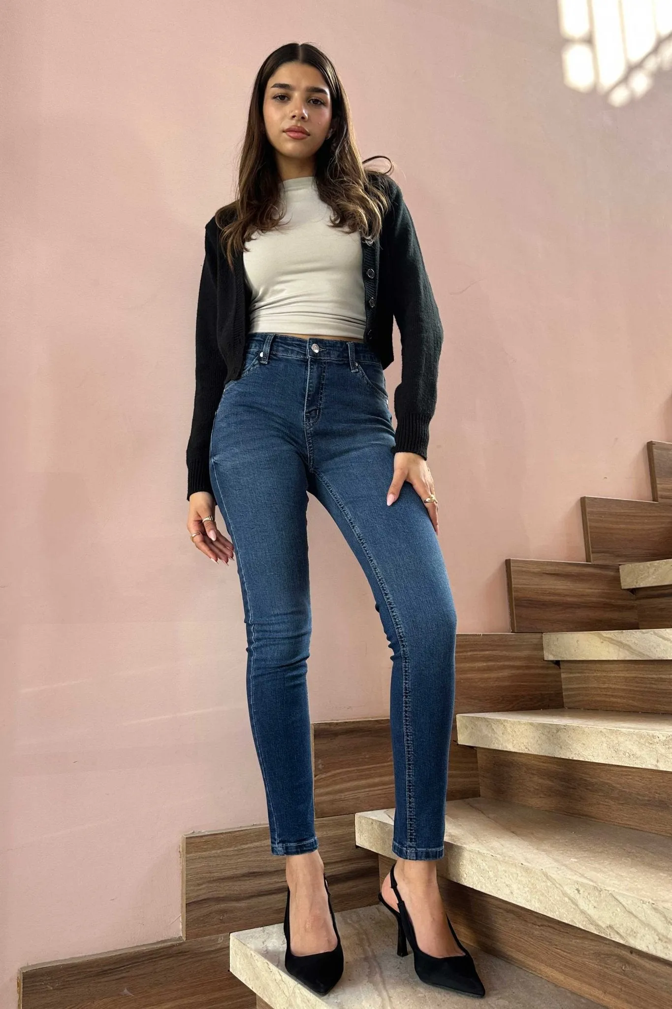 Skinny - High-Waist Dark Blue Jeans