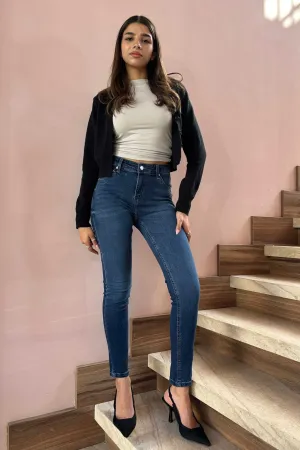 Skinny - High-Waist Dark Blue Jeans