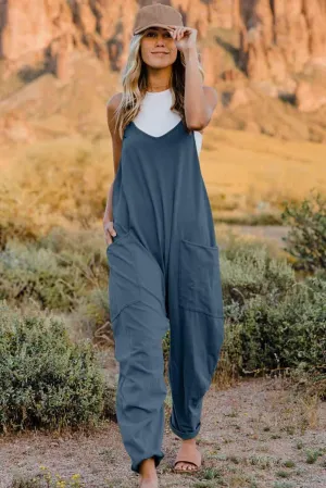 Slightly Stretch V-Neck Tapered Overalls
