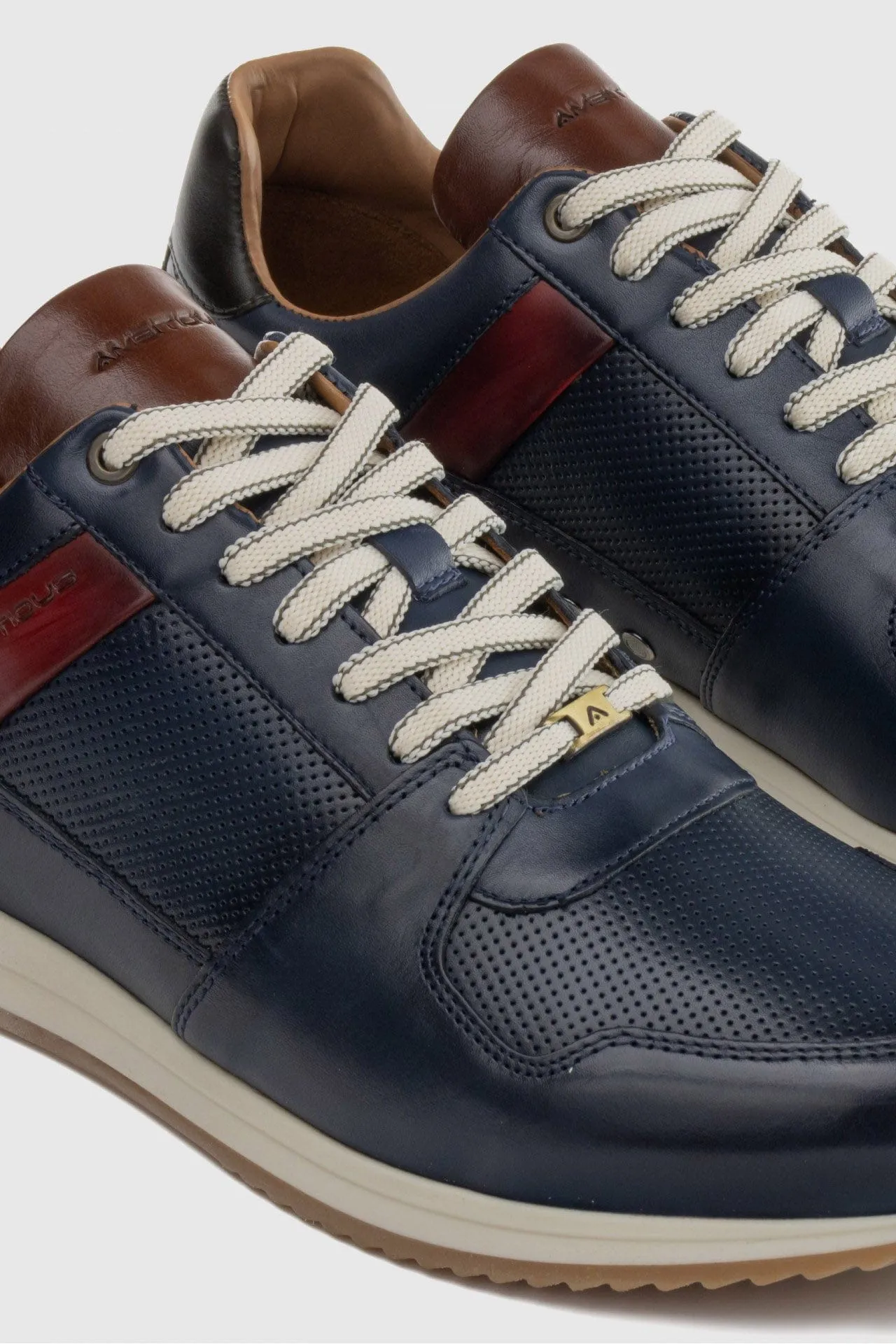 Slow Leather Trainers - Navy
