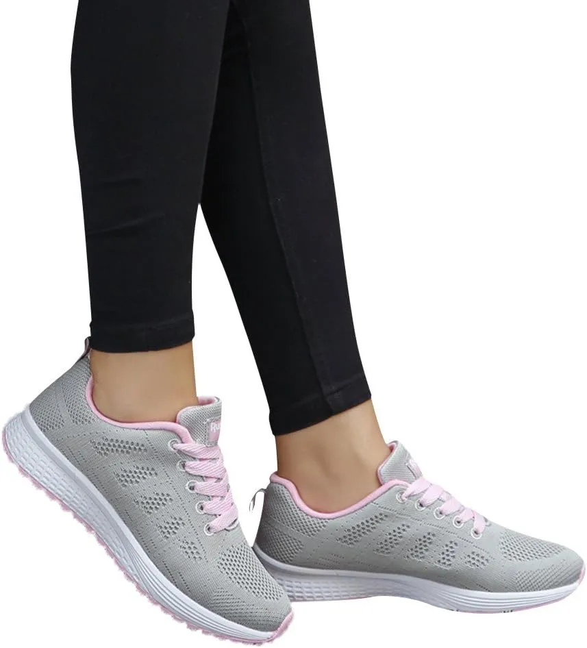Sneakers for Women Casual Mesh Breathable Lace Up Walking Non Slip Work Shoes Women Jogging Men Casual Dress Shoes Dress Sneakers Black Tennis Shoe Cross Trainer Shoe