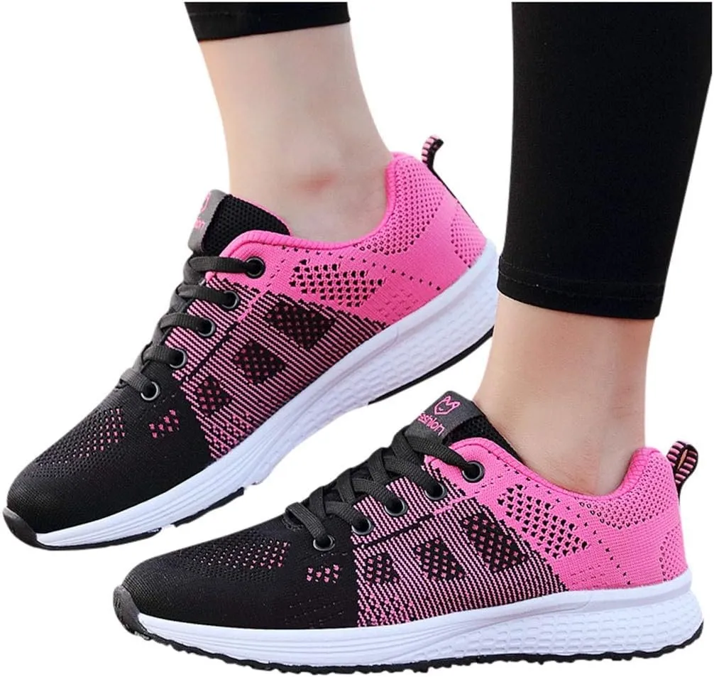 Sneakers for Women Casual Mesh Breathable Lace Up Walking Womens Running Shoes Mesh Shoes Dressy Casual Wedge Sneakers Platform Tennis Shoe Cross Trainer Shoe