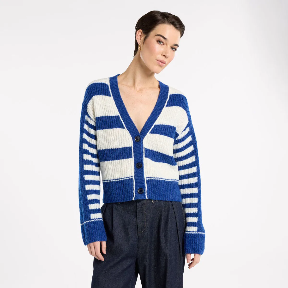 Spliced Stripe Cardi - Blue