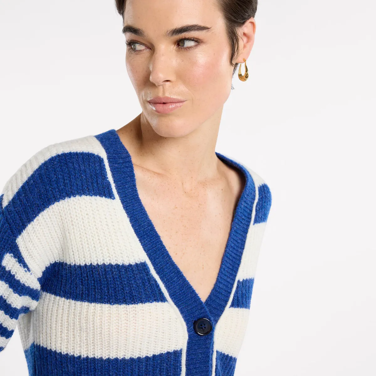 Spliced Stripe Cardi - Blue