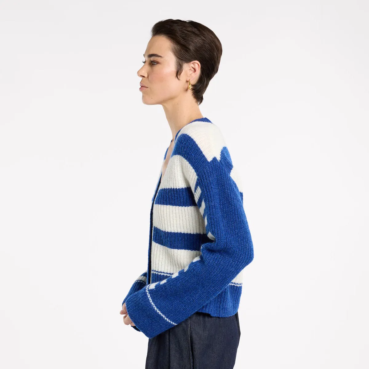Spliced Stripe Cardi - Blue