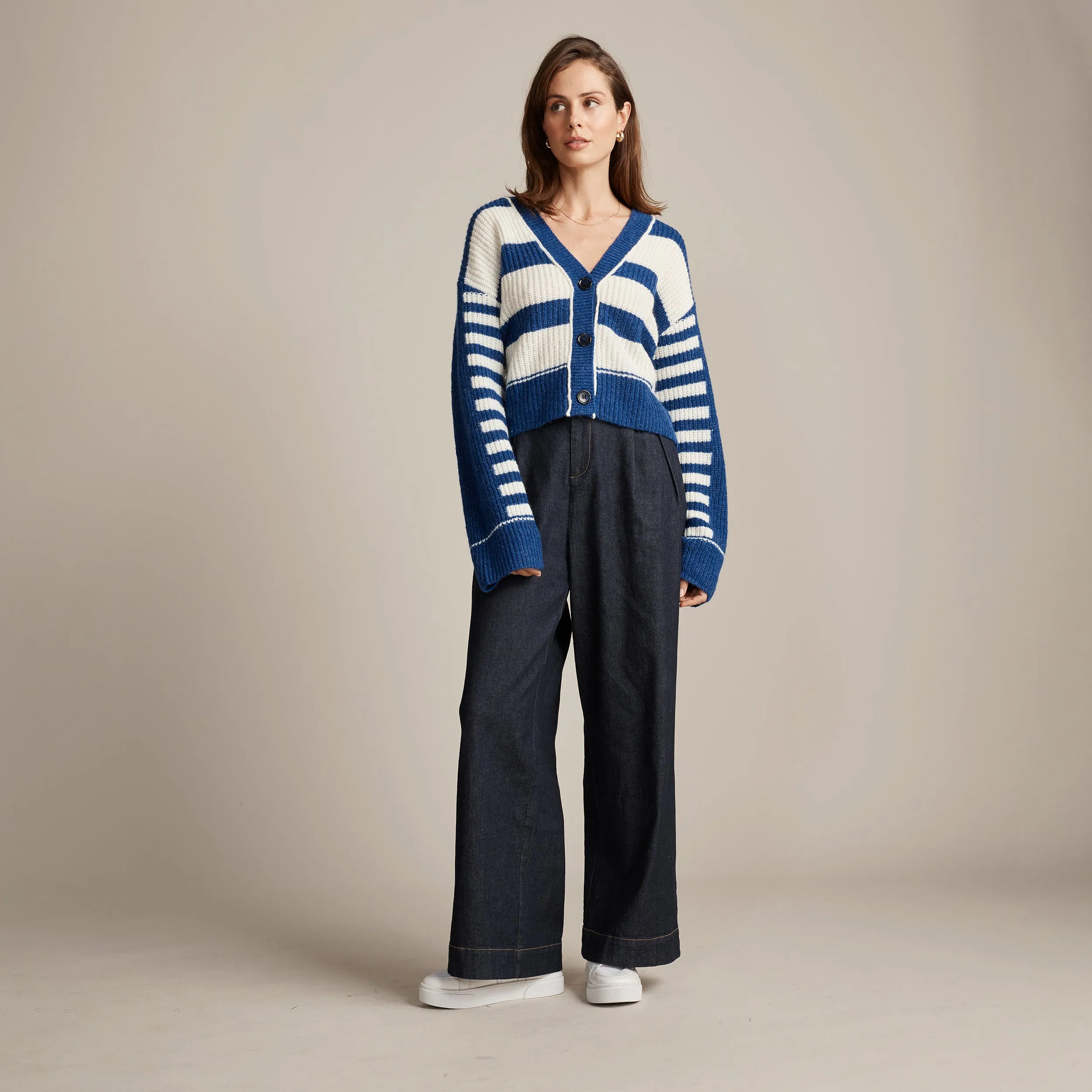 Spliced Stripe Cardi - Blue