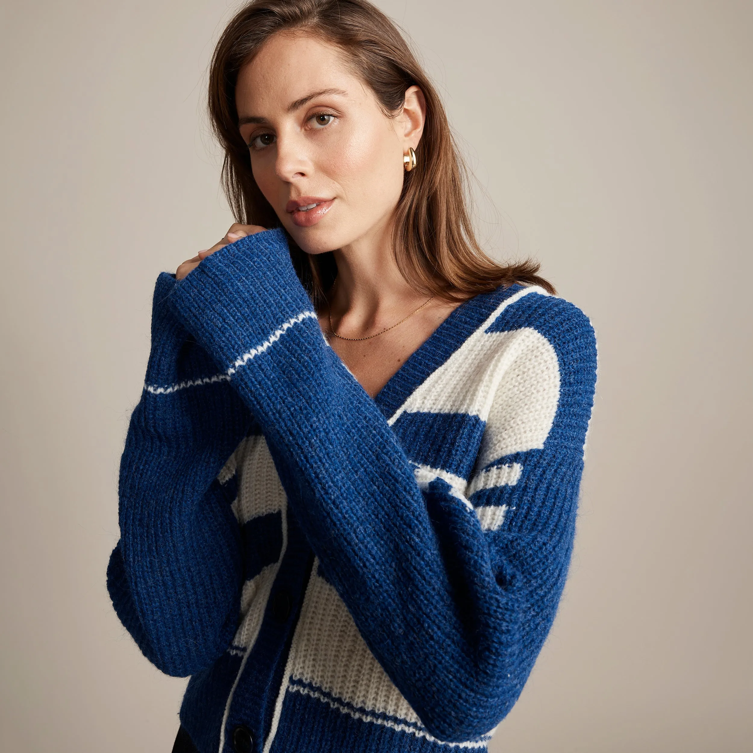 Spliced Stripe Cardi - Blue