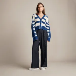 Spliced Stripe Cardi - Blue