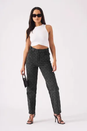 STRAIGHT LEG JEANS - BLACK ACID WASH