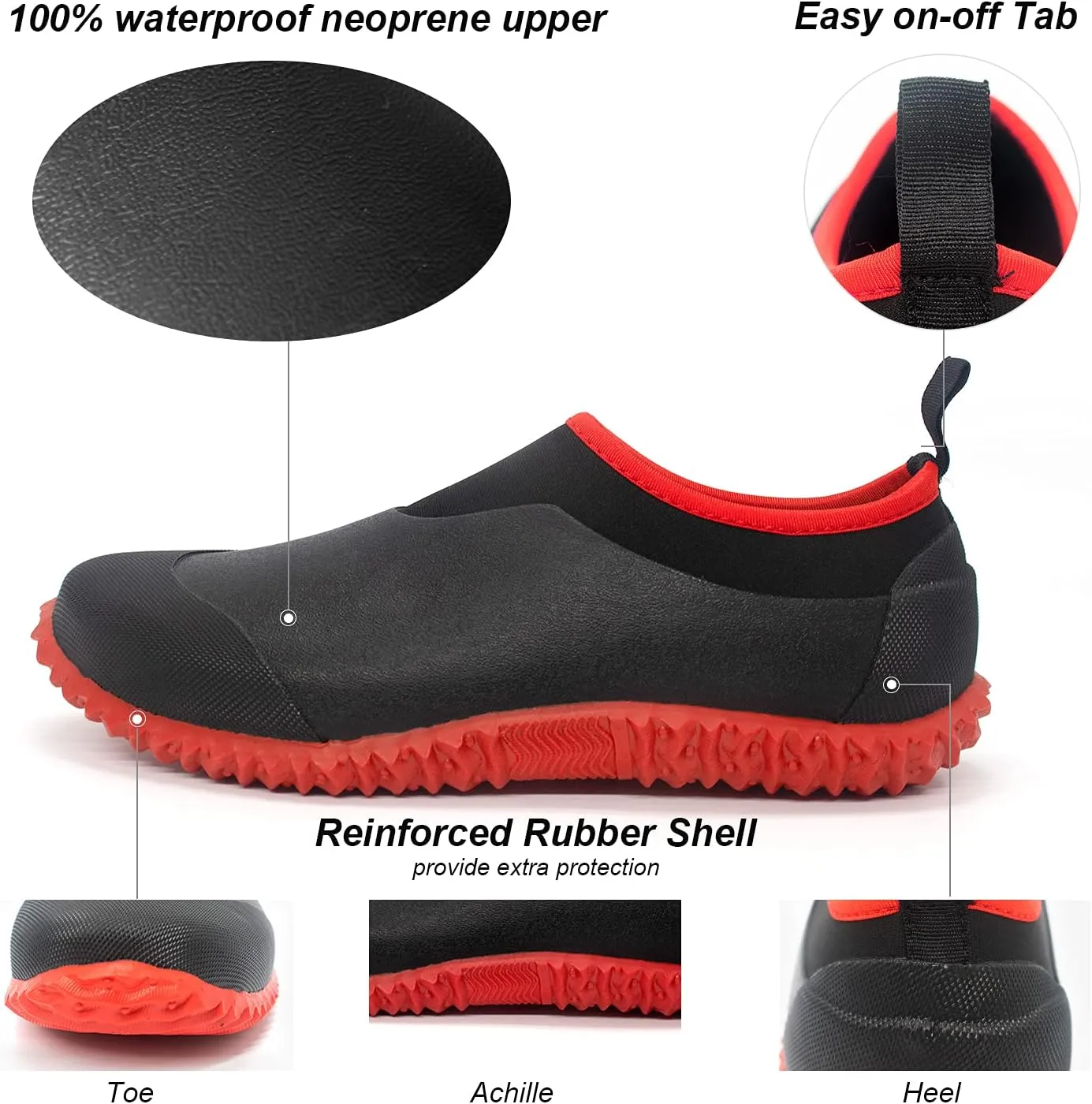 SWIFTFROG Mens Garden Boots - Unisex Waterproof Ankle Slip-On Footwear Rubber Rain Boots for Men Women Outdoor,Camping,Gardening
