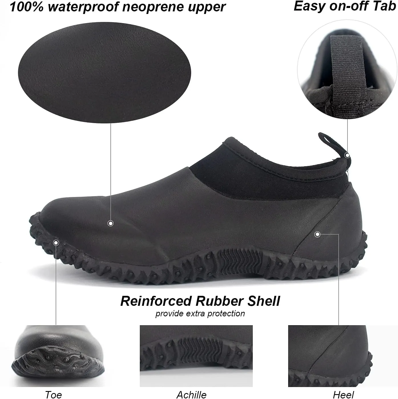 SWIFTFROG Mens Garden Boots - Unisex Waterproof Ankle Slip-On Footwear Rubber Rain Boots for Men Women Outdoor,Camping,Gardening