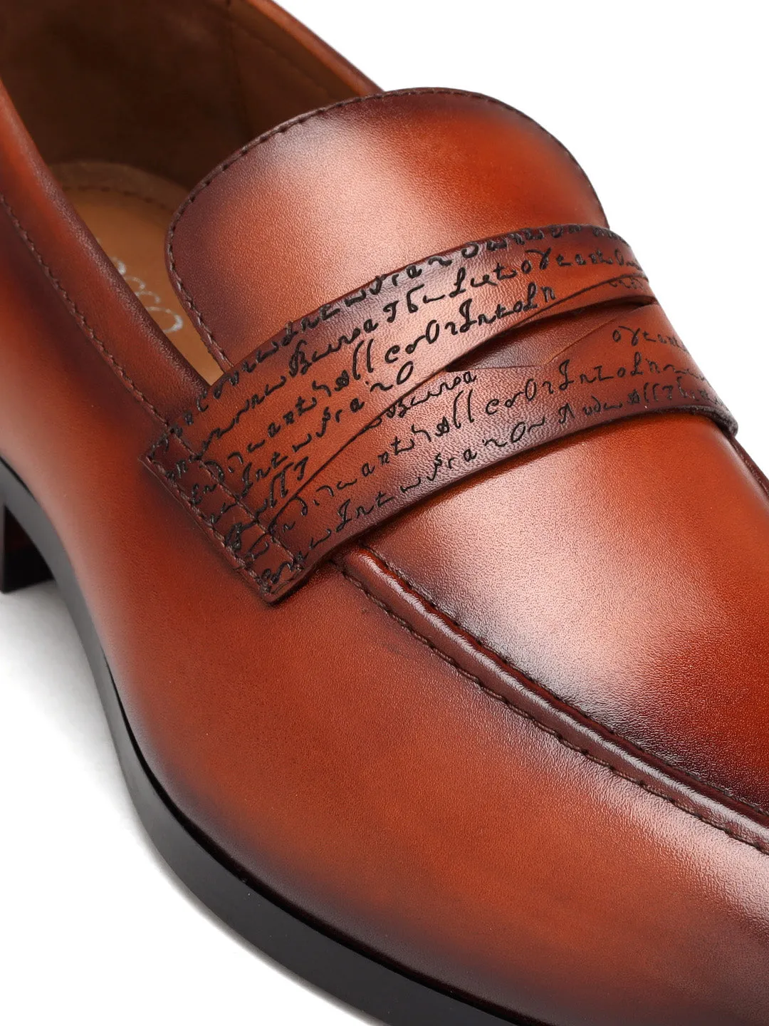 Tan Signato Leather Loafers