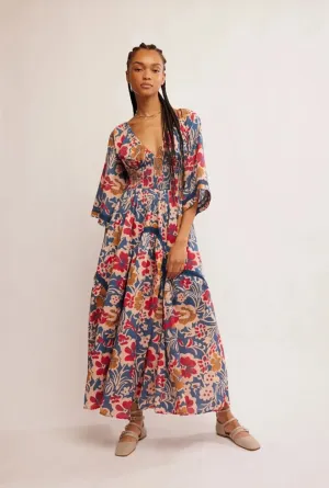 The Printed Dixie Maxi Dress by Free People - Vintage Indigo