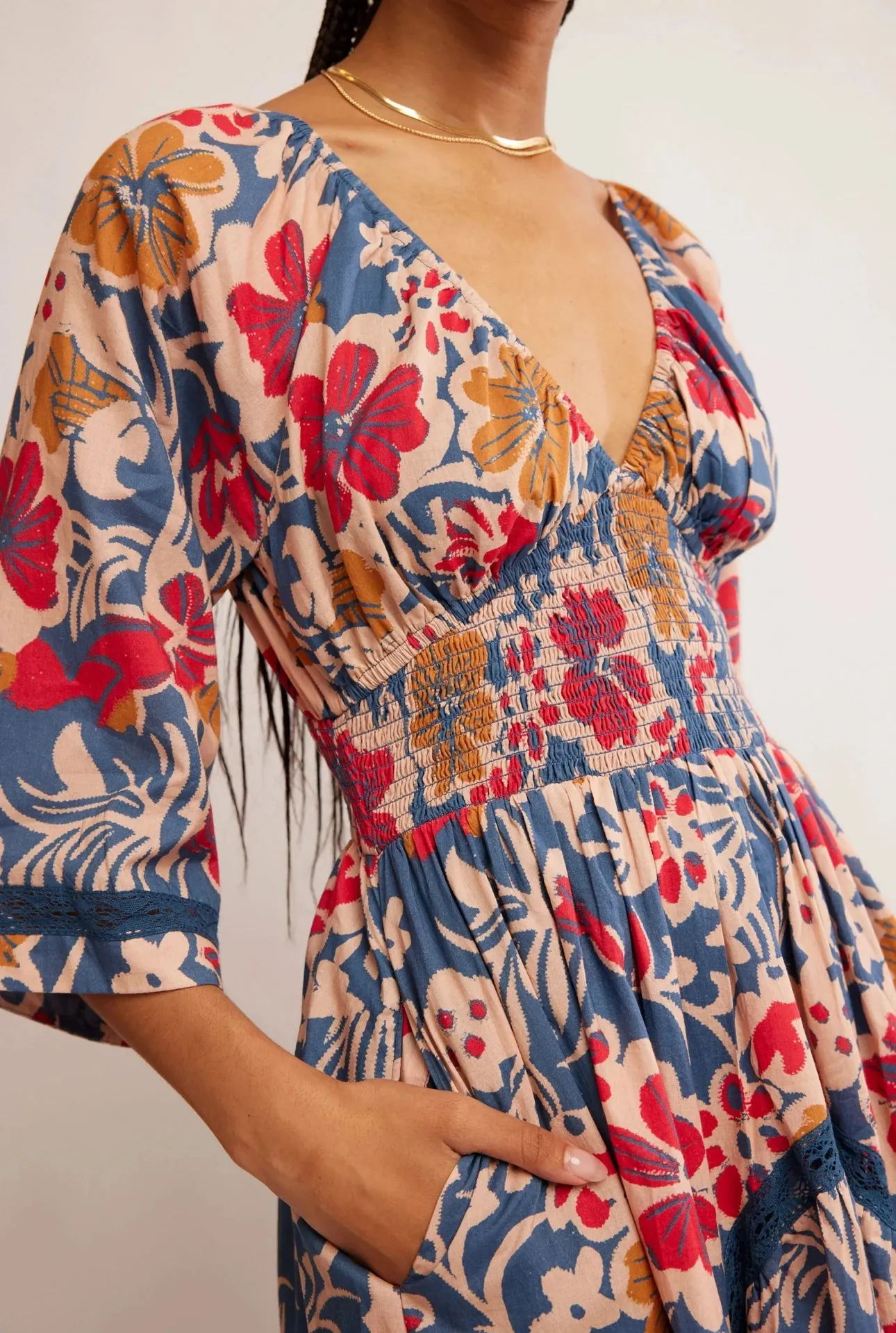 The Printed Dixie Maxi Dress by Free People - Vintage Indigo