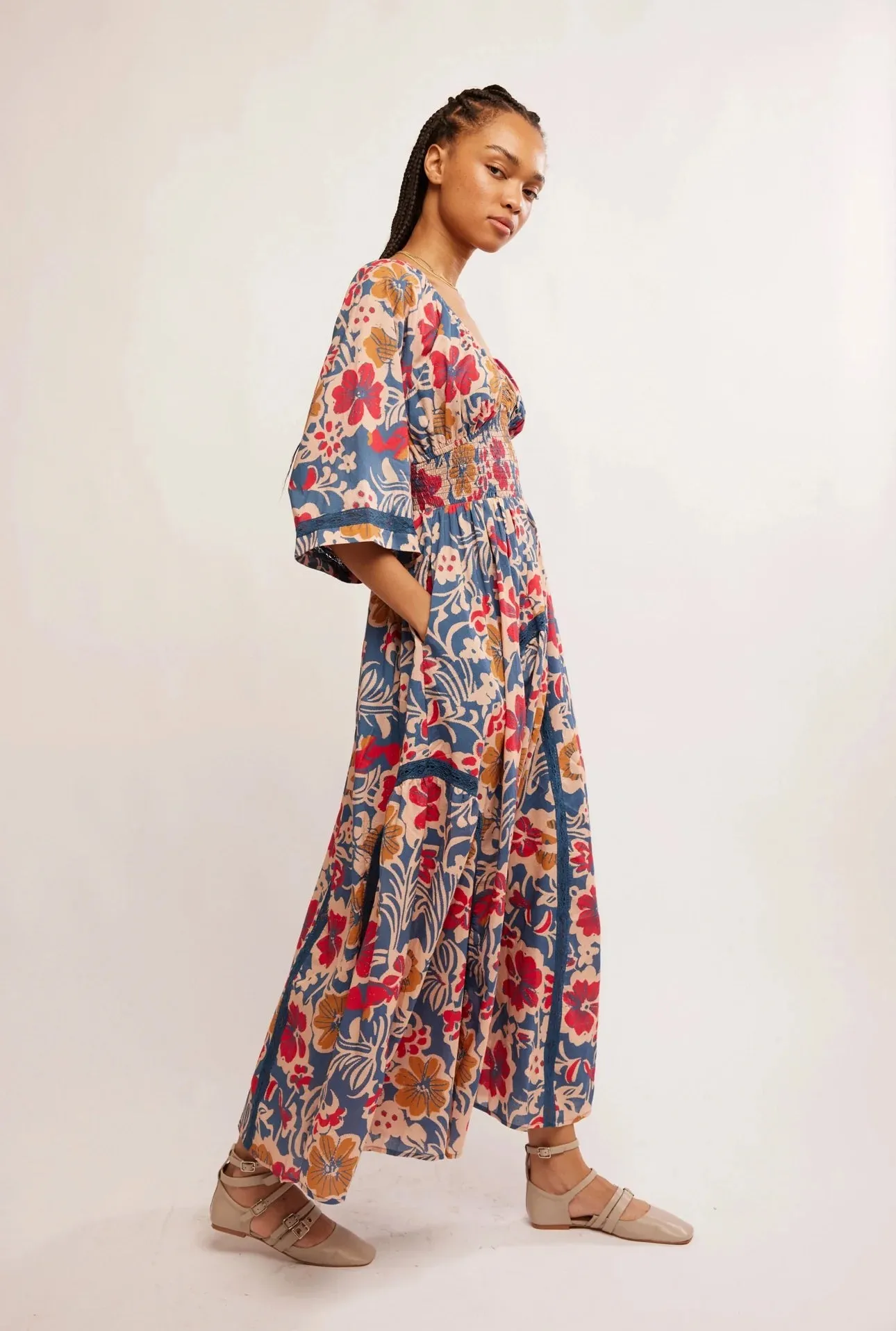 The Printed Dixie Maxi Dress by Free People - Vintage Indigo