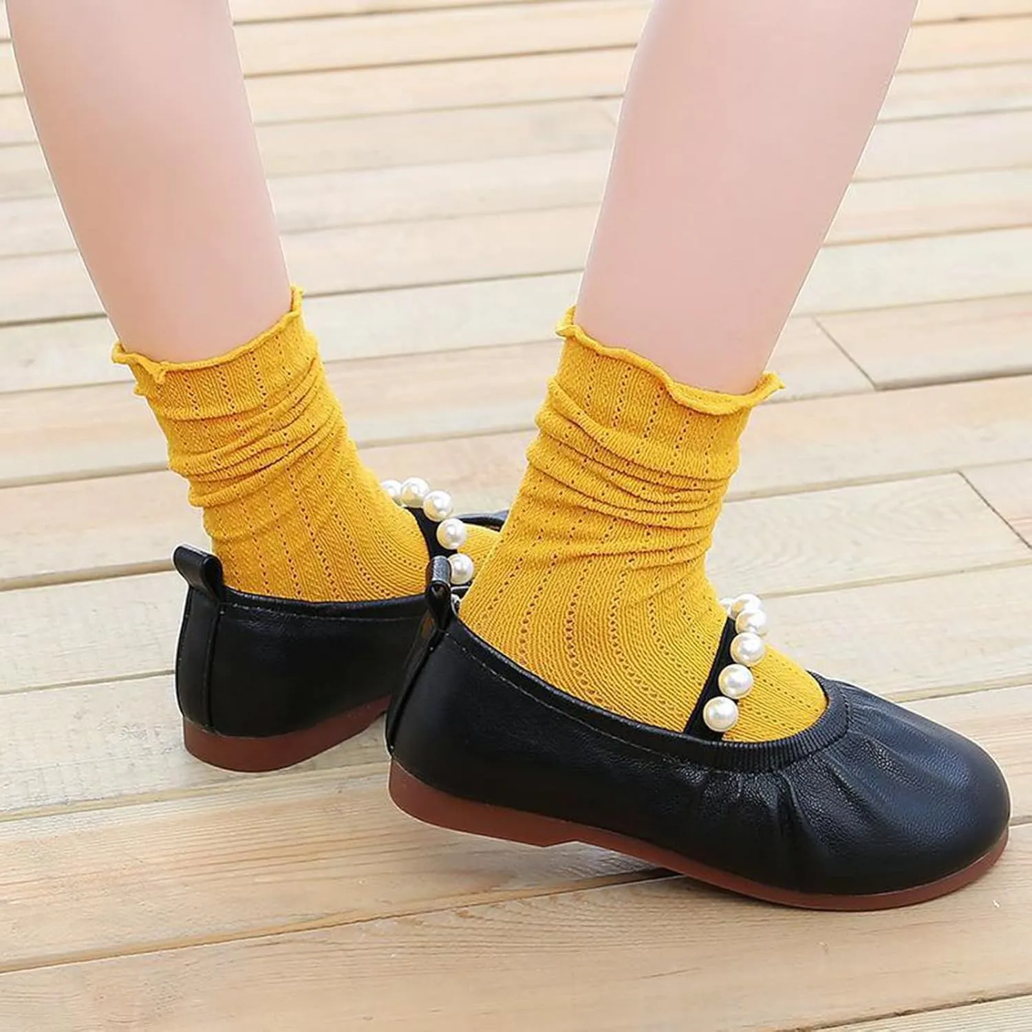 Toddler Flower Girl Dress Shoes Pearls Ballet Flats Party Wedding Toddler Little Kid Girl Mary Jane Shoes
