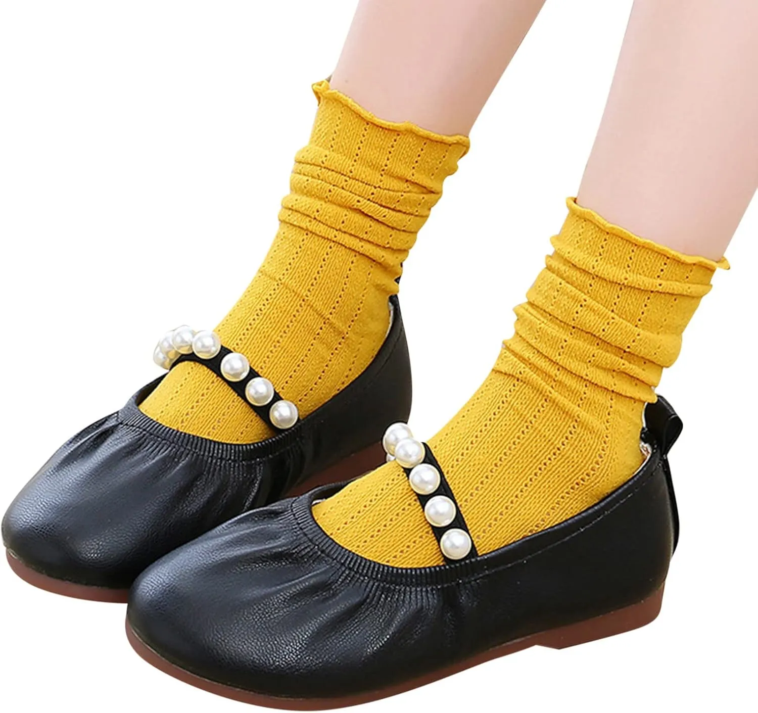 Toddler Flower Girl Dress Shoes Pearls Ballet Flats Party Wedding Toddler Little Kid Girl Mary Jane Shoes