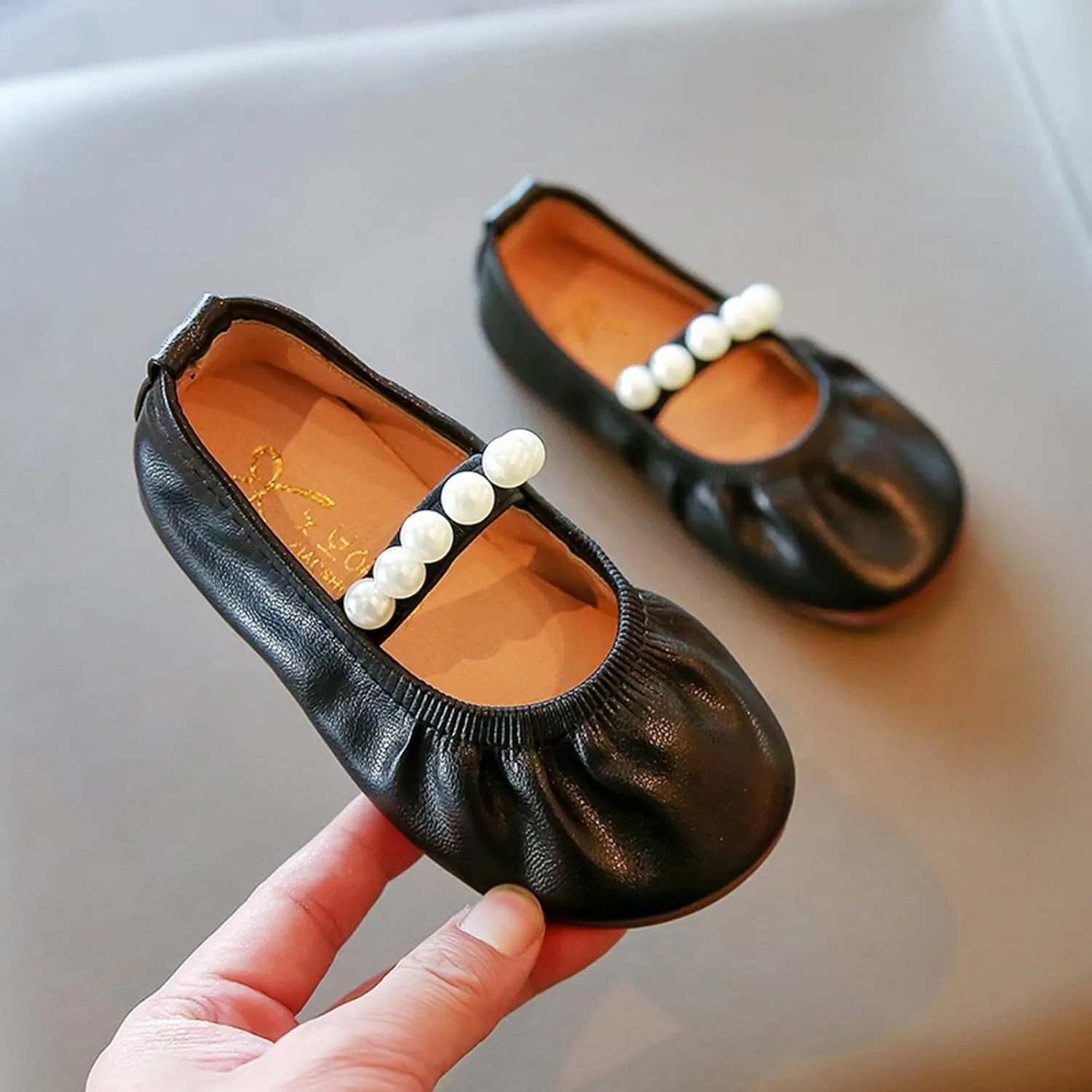 Toddler Flower Girl Dress Shoes Pearls Ballet Flats Party Wedding Toddler Little Kid Girl Mary Jane Shoes