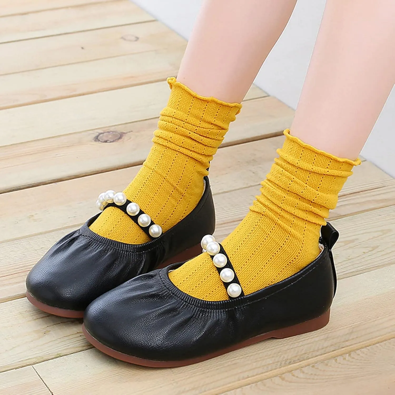 Toddler Flower Girl Dress Shoes Pearls Ballet Flats Party Wedding Toddler Little Kid Girl Mary Jane Shoes