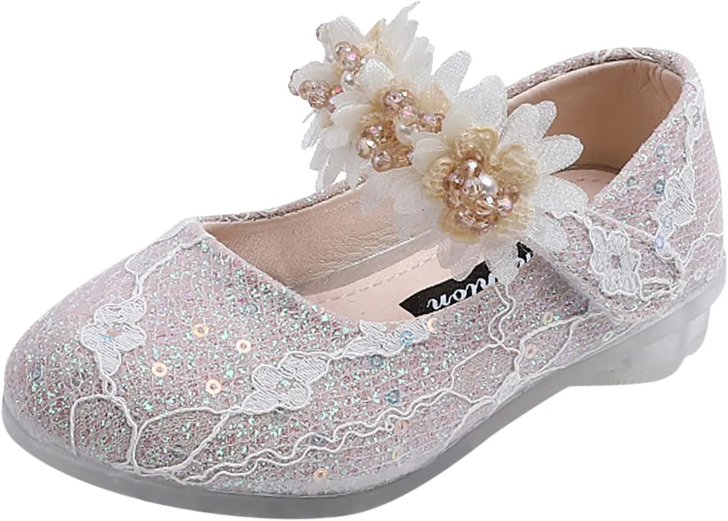 Toddler Flower Girl Dress Shoes Rhinstones Pearls Mary Jane Ballet Flats Wedding Party Toddler Dress Shoes for Girls