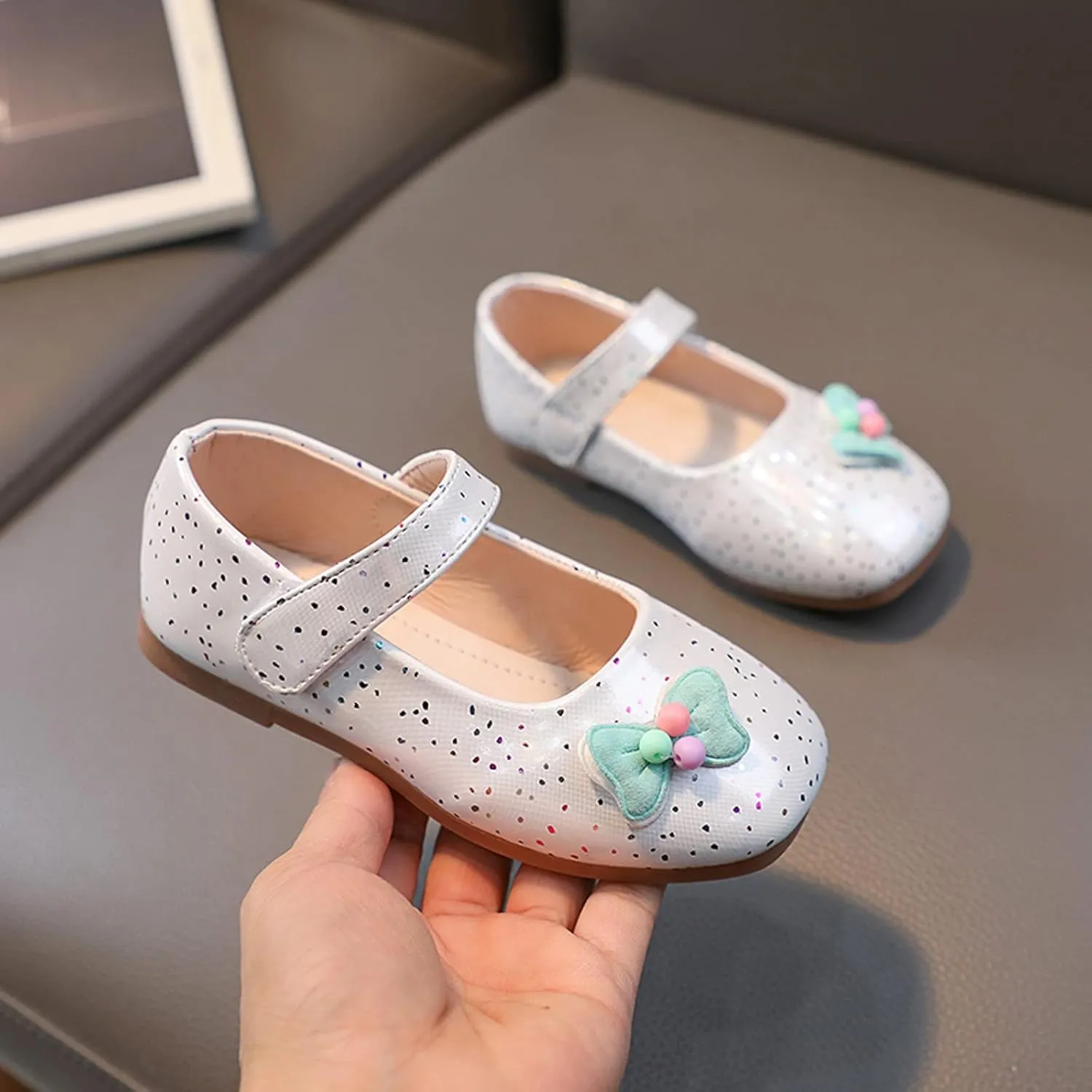 Toddler Girl Mary Jane Shoes Bow Flower Wedding Party Ballet Flats Slip On Round Toe Ankle Strap Sandal