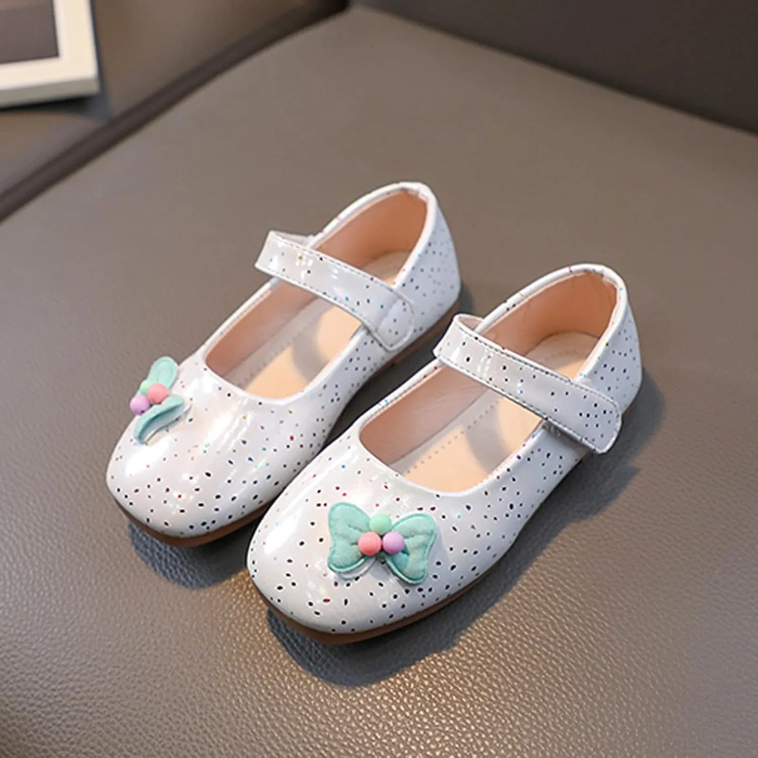 Toddler Girl Mary Jane Shoes Bow Flower Wedding Party Ballet Flats Slip On Round Toe Ankle Strap Sandal