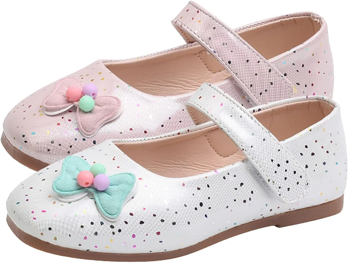 Toddler Girl Mary Jane Shoes Bow Flower Wedding Party Ballet Flats Slip On Round Toe Ankle Strap Sandal