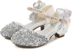 Toddler Girls Mary Jane Dress Shoes Rhinestones Bows Flower Girl Wedding Low Heels Pump Shoes Toddler Sandals Kids