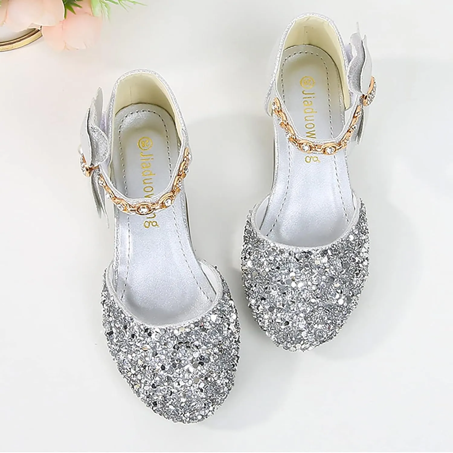 Toddler Girls Mary Jane Dress Shoes Rhinestones Bows Flower Girl Wedding Low Heels Pump Shoes Toddler Sandals Kids